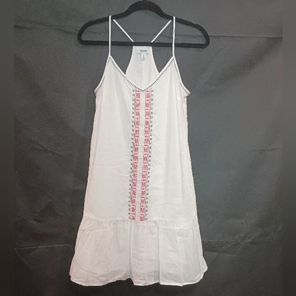 Old Navy White Red and Navy Blue Spaghetti Strap Linen Dress Size S - Picture 3 of 9